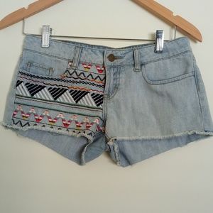 r. jeans from rubbish jean shorts with embroidery